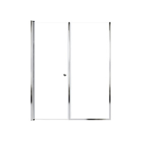 Lyna 56-in x 70-in Pivot Shower Door And Fixed Panel With 1/4-in Clear Glass And Double-Sided Knob Handles, Polished Chrome
