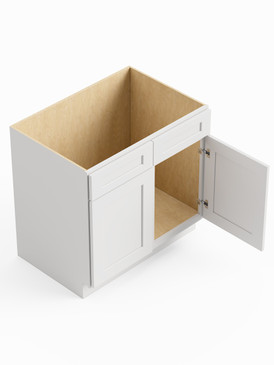 36-in x 24-in x 35-in Ready To Assemble Shaker Double Door Double Drawer Front Sink Base Cabinet, White