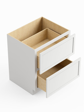 24-in x 24-in x 35-in Ready To Assemble Slim Shaker Two Drawer Base Cabinet, White