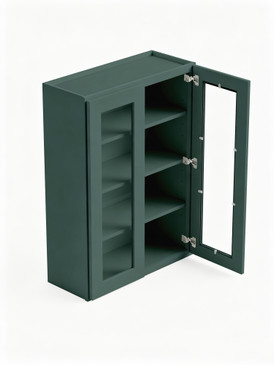 36 in. x 42 in. Ready to Assemble Wall Cabinet with Double Remington Frame Clear Glass Doors, Green