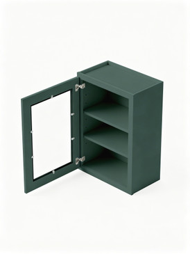 18 in. x 30 in. Ready to Assemble Wall Cabinet with Single Remington Frame Clear Glass Door, Green