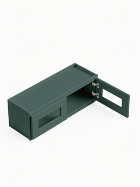 30 in. x 15 in. Ready to Assemble Wall Cabinet with Remington Frame Clear Glass Door, Green