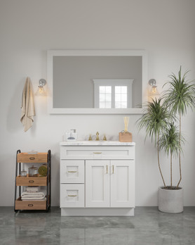 54-in x 34-in Shaker Framed Vanity Mirror, White