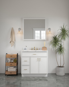 36-in x 34-in Slim Shaker Framed Vanity Mirror, White