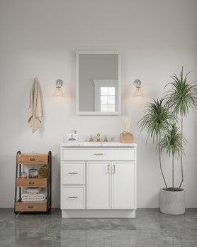24-in x 34-in Slim Shaker Framed Vanity Mirror, White