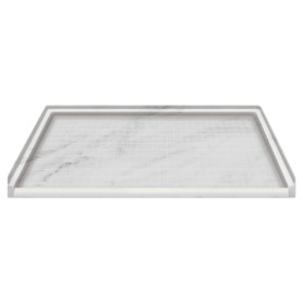 63.5-in x 37.75-in Solid Surface Barrier-Free Shower Base in White Carrara