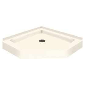 42 x 42 Neo Angle Solid Surface Shower Base with Center Drain in Moonlight