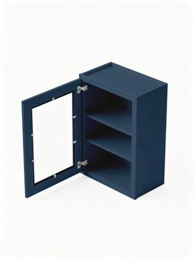21 in. x 36 in. Ready to Assemble Wall Cabinet with Single Remington Frame Clear Glass Door, Navy Blue