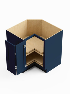 36-in x 36-in x 35-in Ready To Assemble Shaker Lazy Susan Easy Reach Base Cabinet, Navy Blue
