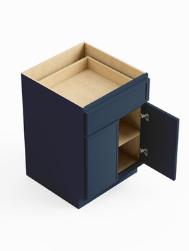 27-in x 24-in x 35-in Ready To Assemble Slim Shaker Double Door Single Drawer Base Cabinet, Navy Blue