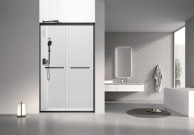 Stratford 48-in x 78-in Bypass Shower Door With 5/16-in Clear Glass And Round Tube Handles, Matte Black