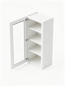 12 in. x 42 in. Ready to Assemble Wall Cabinet with Single Remington Frame Clear Glass Door, White