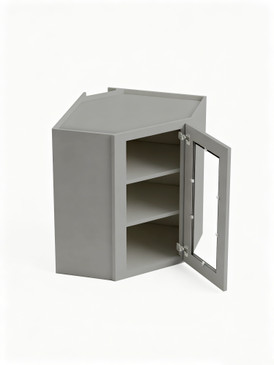 24 in. x 36 in. Ready to Assemble Easy Reach Wall Cabinet with Remington Frame Clear Glass Door, Light Grey