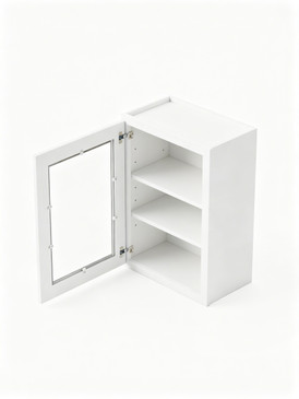 21 in. x 30 in. Ready to Assemble Wall Cabinet with Single Remington Frame Clear Glass Door, White