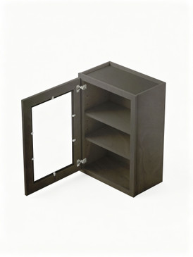9 in. x 30 in. Ready to Assemble Wall Cabinet with Single Remington Frame Clear Glass Door, Smokey Grey