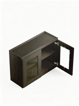 24 in. x 24 in. Ready to Assemble Wall Cabinet with Remington Frame Clear Glass Door, Smokey Grey