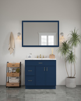 48-in x 34-in Slim Shaker Framed Vanity Mirror, Navy Blue