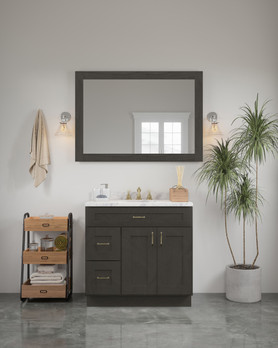 48-in x 34-in Shaker Framed Vanity Mirror, Smokey Grey