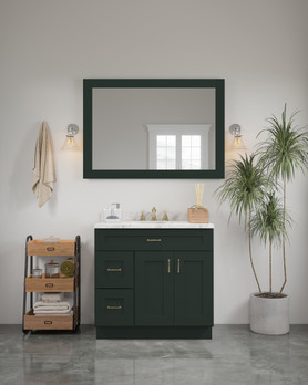 48-in x 34-in Shaker Framed Vanity Mirror, Green