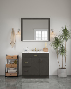 42-in x 34-in Slim Shaker Framed Vanity Mirror, Smokey Grey