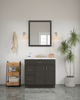 30-in x 34-in Slim Shaker Framed Vanity Mirror, Smokey Grey