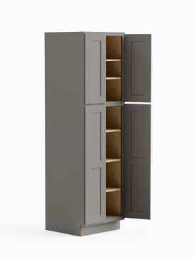 24-in x 24-in x 84-in Ready To Assemble Shaker Four Door Tall Utility Cabinet, Light Grey