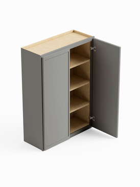 24-in x 12-in x 42-in Ready To Assemble Slim Shaker Double Door Wall Cabinet, Light Grey