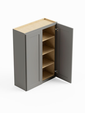 24-in x 12-in x 42-in Ready To Assemble Shaker Double Door Wall Cabinet, Light Grey
