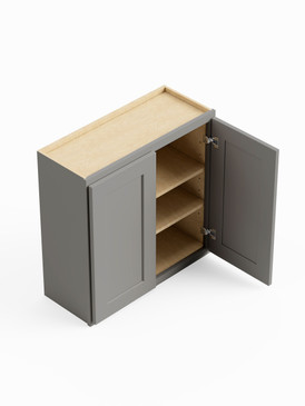 30-in x 12-in x 36-in Ready To Assemble Shaker Double Door Wall Cabinet, Light Grey