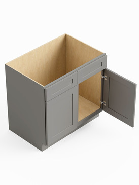 42-in x 24-in x 35-in Ready To Assemble Shaker Double Door Double Drawer Front Sink Base Cabinet, Light Grey