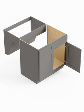 30-in x 24-in x 33-in Ready To Assemble Shaker ADA Sink Base Cabinet, Light Grey