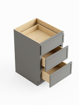 24-in x 24-in x 35-in Ready To Assemble Slim Shaker Three Drawer Base Cabinet, Light Grey
