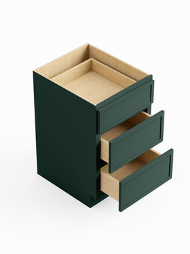 12-in x 24-in x 35-in Ready To Assemble Slim Shaker Three Drawer Base Cabinet, Green