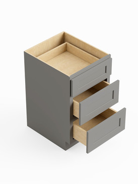 12-in x 24-in x 35-in Ready To Assemble Shaker Three Drawer Base Cabinet, Light Grey