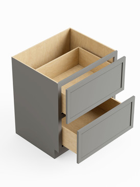 24-in x 24-in x 35-in Ready To Assemble Slim Shaker Two Drawer Base Cabinet, Light Grey