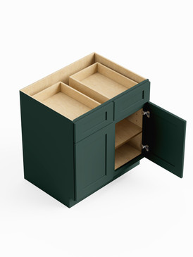 42-in x 24-in x 35-in Ready To Assemble Shaker Double Door Double Drawer Base Cabinet, Green