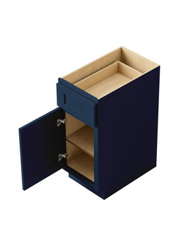 15-in x 24-in x 35-in Ready To Assemble Shaker Single Door Single Drawer Base Cabinet, Navy Blue