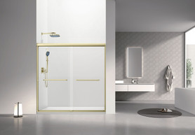 Stratford 60-in x 60-in Bypass Shower Door With 5/16-in Clear Glass And Round Tube Handles, Champagne Bronze