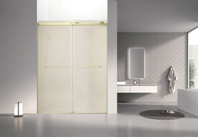 Olenna 60-in x 80-in Bypass Shower Door With 11/32-in Golden Sparkling Glass And Riley Handles, Champagne Bronze