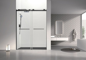 Olenna 60-in x 80-in Bypass Shower Door With 5/16-in Clear Glass And Riley Handles, Matte Black