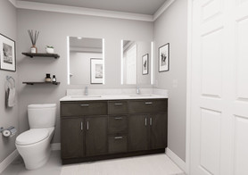 60-in x 21-in x 35-in Ready to Assemble Slim Shaker Vanity Combo Base Cabinet With Center Drawer Stack, Smokey Grey, VSD60-3D-RTA-FR02-SG