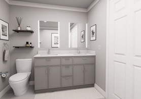 60-in x 21-in x 35-in Ready to Assemble Slim Shaker Vanity Combo Base Cabinet With Center Drawer Stack, Light Grey, VSD60-3D-RTA-FR02-LG