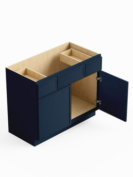 42-in x 21-in x 35-in Ready to Assemble Slim Shaker Vanity Combo Base Cabinet, Navy Blue, VSD42-RTA-FR02-NB