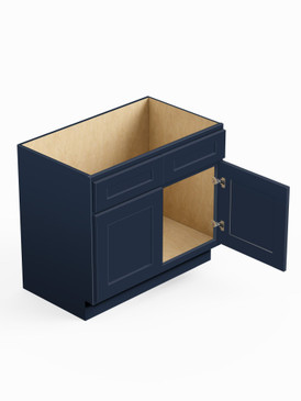 36-in x 21-in x 35-in Ready To Assemble Shaker Double Door Double Drawer Front Vanity Sink Base Cabinet, Navy Blue, VS36-RTA-FR01-NB
