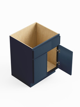 30-in x 21-in x 35-in Ready to Assemble Slim Shaker Double Door Single Drawer Front Vanity Sink Base Cabinet, Navy Blue, VS30S-RTA-FR02-NB