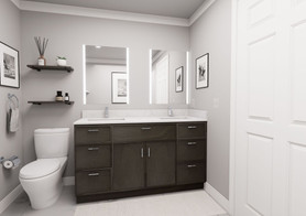 60-in x 21-in x 35-in Ready to Assemble Slim Shaker Vanity Combo Base Cabinet With Double Drawer Stack, Smokey Grey, VDDB60-RTA-FR02-SG