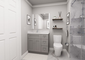 36-in x 21-in x 35-in Ready To Assemble Shaker Vanity Combo Base Cabinet With Three Drawers on Right, Light Grey, V3621DR-RTA-FR01-LG