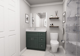 36-in x 21-in x 35-in Ready To Assemble Shaker Vanity Combo Base Cabinet With Three Drawers on Right, Green, V3621DR-RTA-FR01-GR