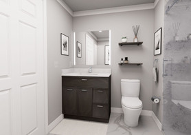 36-in x 21-in x 35-in Ready to Assemble Slim Shaker Vanity Combo Base Cabinet With Two Drawers on Right, Smokey Grey, V3621DR-2D-RTA-FR02-SG