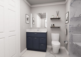 36-in x 21-in x 35-in Ready to Assemble Slim Shaker Vanity Combo Base Cabinet With Two Drawers on Right, Navy Blue, V3621DR-2D-RTA-FR02-NB
